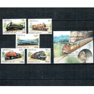 Laos 1991 - Locomotive, trenuri, serie si colita neuzata