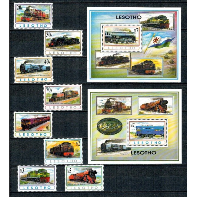 Lesotho 1993 - Locomotive, cai ferate, trenuri, serie si colite neuzate Lesotho 1993 - Locomotive, cai ferate, trenuri, serie si colite neuzate