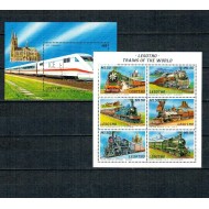 Lesotho 1996 - Locomotive, trenuri, cai ferate, colita si bloc neuzat