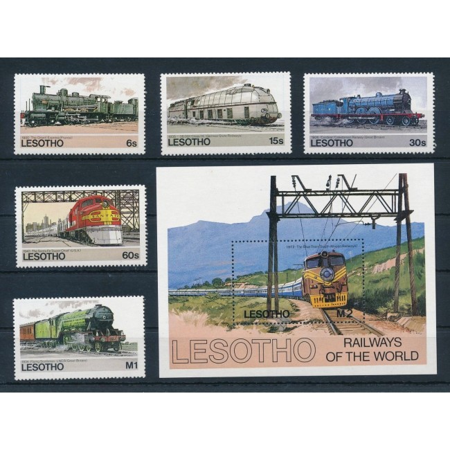 Lesotho 1984 - Cai ferate, trenuri, serie si colita neuzata Lesotho 1984 - Cai ferate, trenuri, serie si colita neuzata