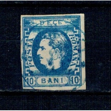 1869 - Carol I cu favoriți, 10 bani, stampilat