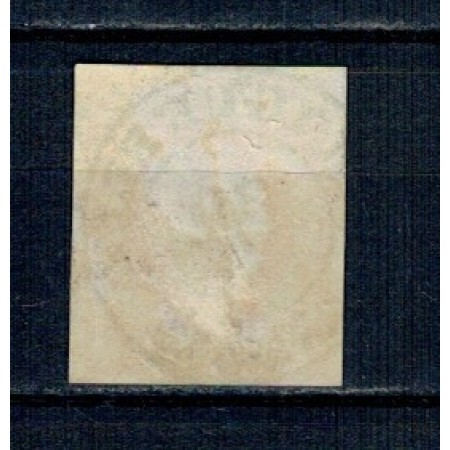 1869 - Carol I cu favoriti, 15 bani, stampila agrafa T.MAGURELLE