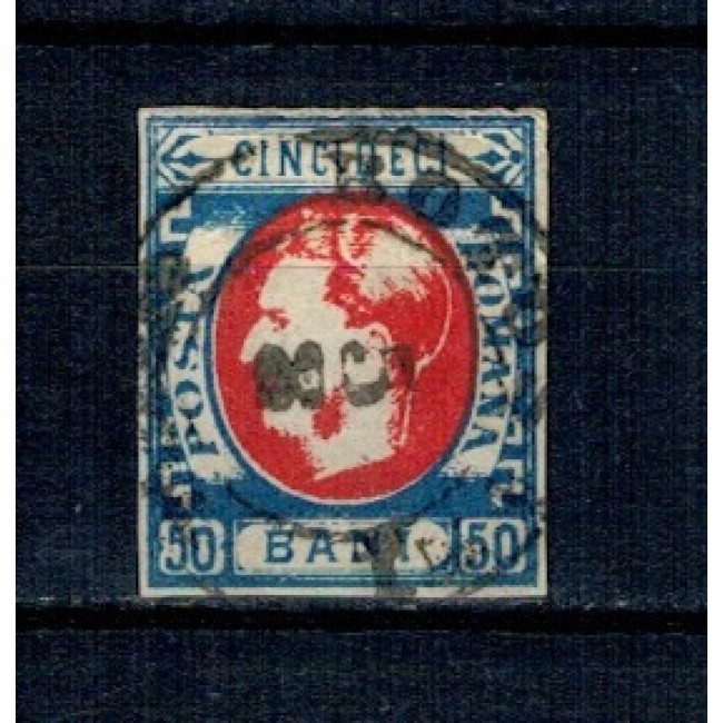 1869 - Carol I cu favoriți, 50 bani cu stampilat 1869 - Carol I cu favoriți, 50 bani cu stampilat