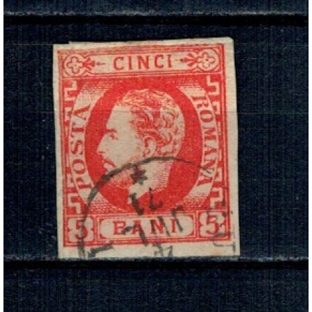 1871 - Carol I cu barba, 5bani, stampilat