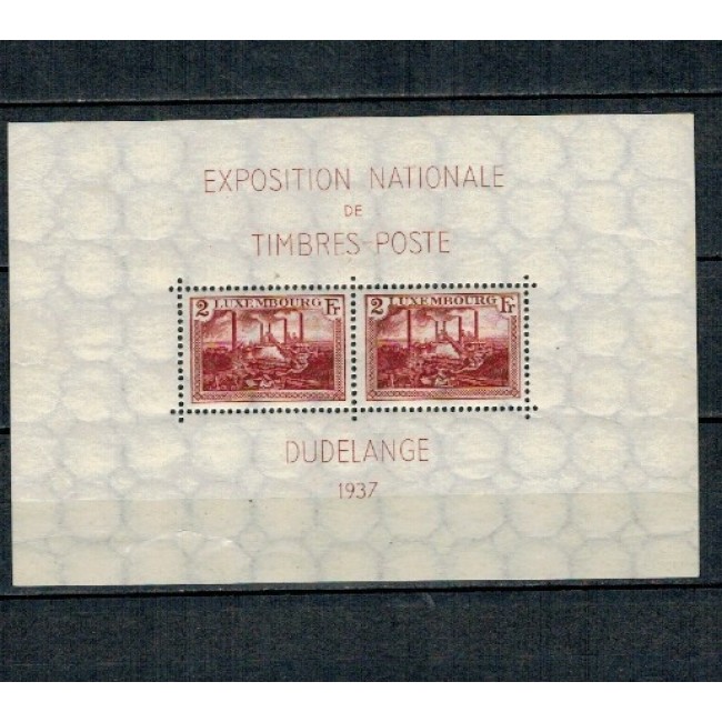 Luxemburg 1937 - Expo filatelic, colita neștampilata cu sarniere