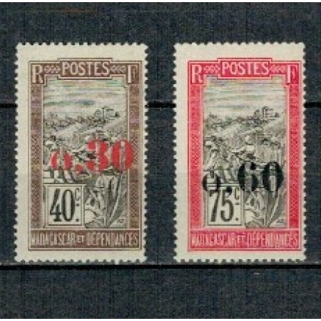 Madagascar 1921 - Uzuale, supratipar valori noi, nestampilate, cu sarniere