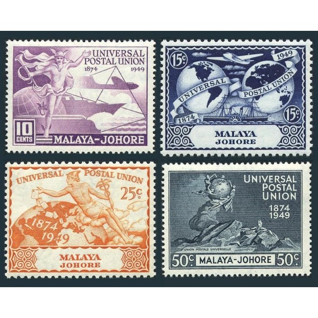 Malaya - Johore 1949 - Aniversare UPU, serie nestampilata cu sarniere Malaya - Johore 1949 - Aniversare UPU, serie nestampilata cu sarniere