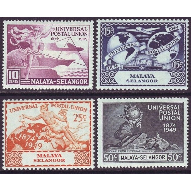 Malaya - Selangor 1949 - Aniversare UPU, serie nestampilata cu sarniere Malaya - Selangor 1949 - Aniversare UPU, serie nestampilata cu sarniere