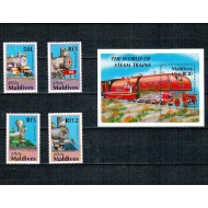 Maldives 1990 - Locomotive, serie incompleta si colita neuzata