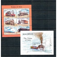 Maldives 1994 - Trenuri din Asia, colita si bloc neuzat