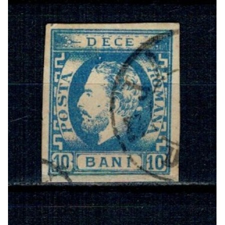 1871 - Carol I cu barba, 10bani albastru, stampilat