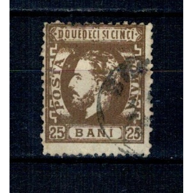 1872 - Carol I cu barba, 25 bani dantelat, stampilat