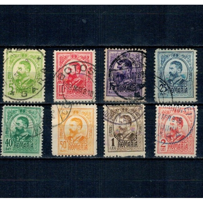 1908 - Carol I, gravate, serie stampilata 1908 - Carol I, gravate, serie stampilata