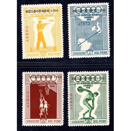 Peru 1957 - Jocurile Olimpice, sport, supratipar, serie neuzata