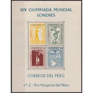 Peru 1957 - Jocurile Olimpice, sport, supratipar, bloc neuzat