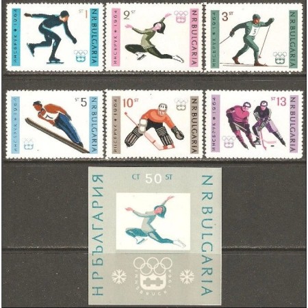 Bulgaria 1964 - Jocurile Olimpice de iarna, sport, serie si colita neuzata