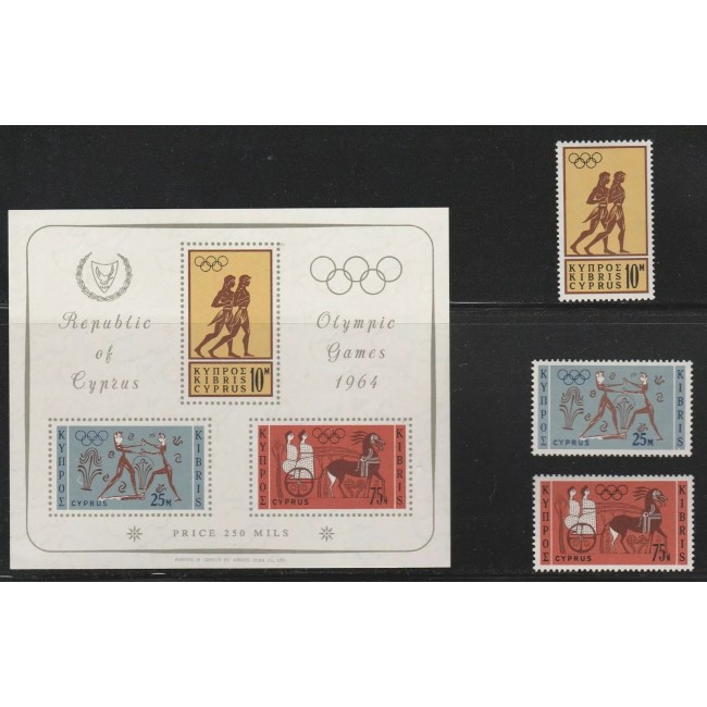Cipru 1964 - Jocurile Olimpice, serie si colita neuzata