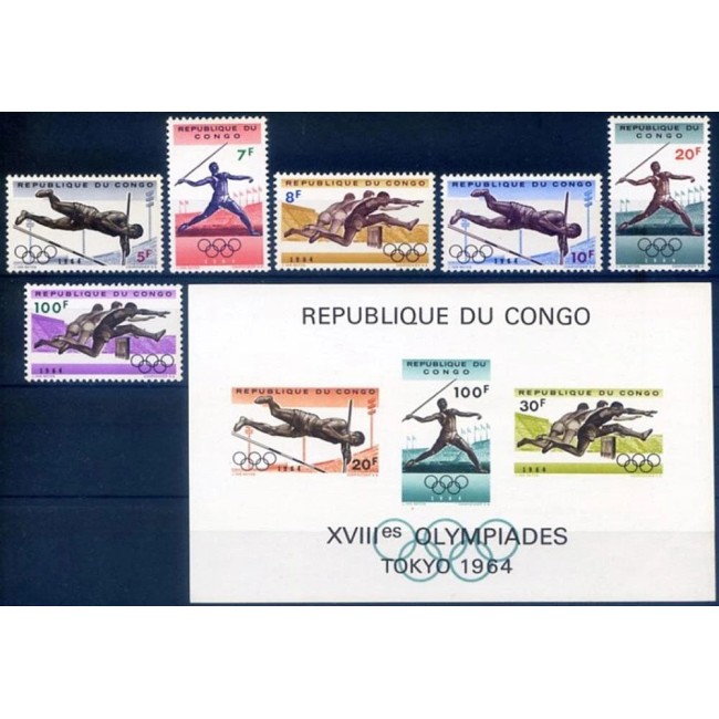 Congo 1964 - Jocurile Olimpice, sport, serie si colita neuzata
