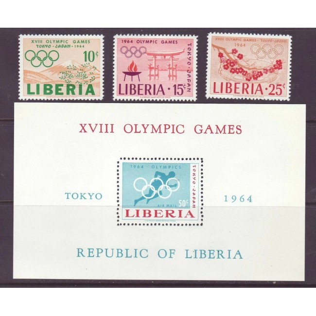 Liberia 1964 - Jocurile Olimpice, serie si colita neuzata