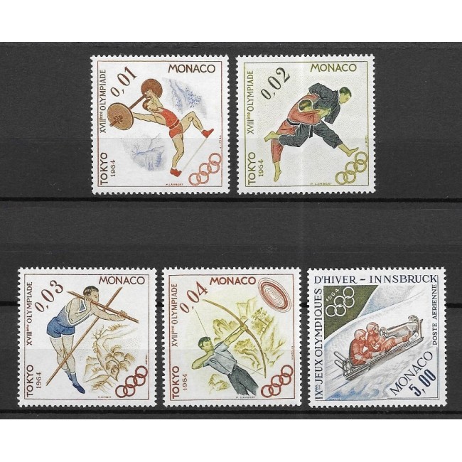 Monaco 1964 - Jocurile Olimpice, sport, serie neuzata