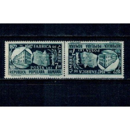 1948 - Fabrica de timbre, 7LEI, pereche tete-beche neuzata