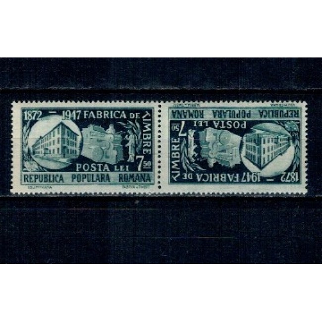 1948 - Fabrica de timbre, 7LEI, pereche tete-beche neuzata