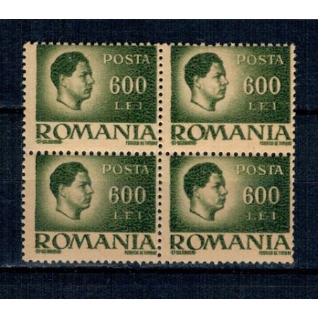 1945 - Uzual Mihai, 600L eroare, tipar ancrasat, bloc de 4 neuzat