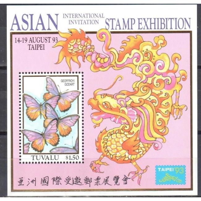Tuvalu 1993 - Fluturi, expo Taipei, colita neuzata