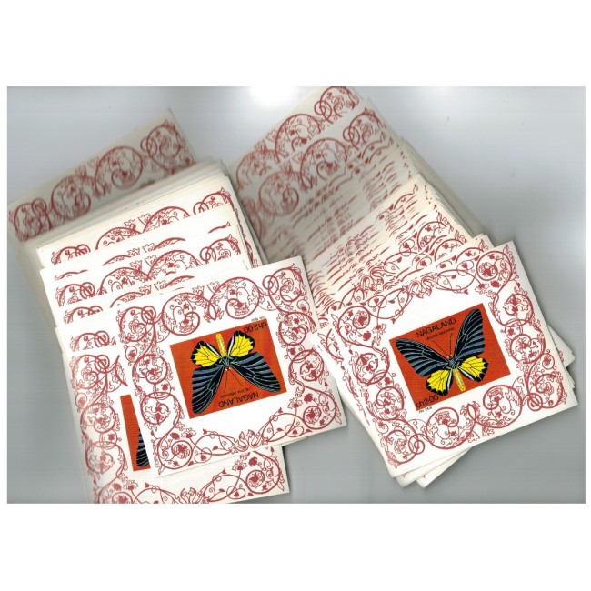 Nagaland (India) 1969 - Fluturi, colita neștampilata, emisiune privata - lot 100buc.