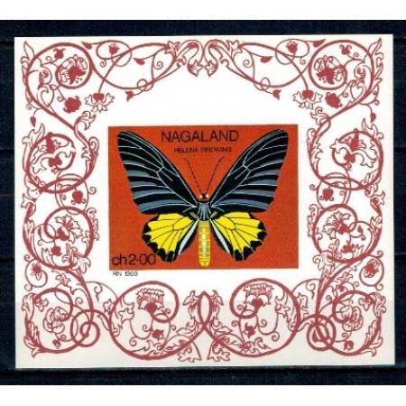 Nagaland (India) 1969 - Fluturi, colita neștampilata, emisiune privata
