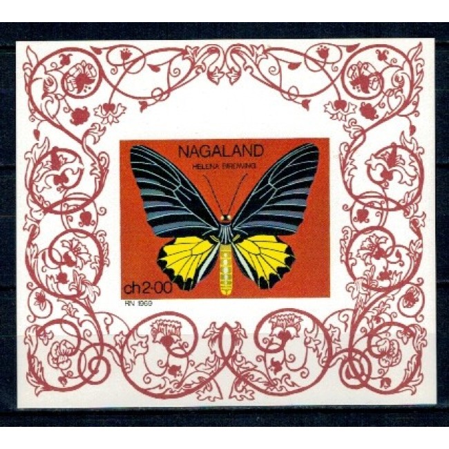 Nagaland (India) 1969 - Fluturi, colita neștampilata, emisiune privata