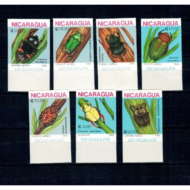 Nicaragua 1988 - Insecte, fauna, serie nedantelata neuzata