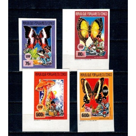Congo 1991 - Fluturi, serie nedantelata incompleta, neuzata