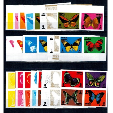 Ajman 1971 - Fluturi, serie probe progresive de culoare, nedantelate