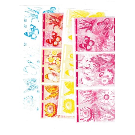 Burundi 1973 - Fluturi si flori, probe progresive de culoare, nedantelate, gumate