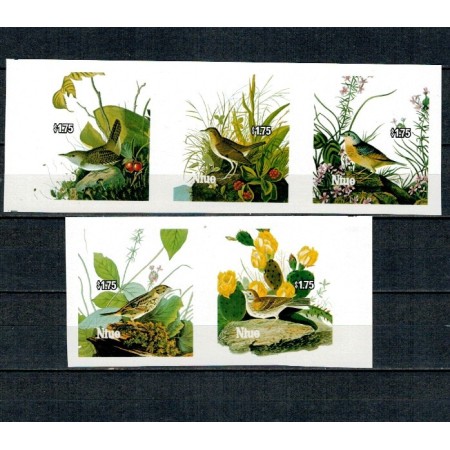 Niue 1985 - Păsări, Audubon, serie probe nedantelate, fără culoarea aurie, neuzate