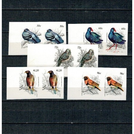 Aitutaki 1984 - Păsări, perechi nedantelate erori/probe, inscripție lipsa