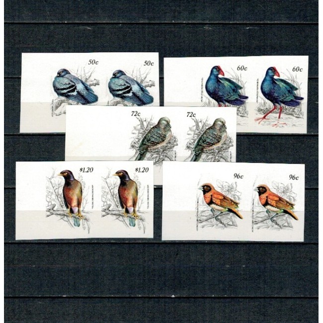 Aitutaki 1984 - Păsări, perechi nedantelate erori/probe, inscripție lipsa