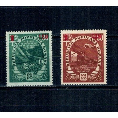 1952 - Planul Cincinal, Posta Aeriana, supratipar, serie neuzata