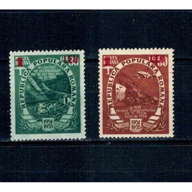 1952 - Planul Cincinal, Posta Aeriana, supratipar, serie neuzata