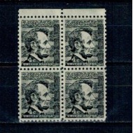SUA 1965 - Uzual 4c Abraham Lincoln, personalități, bloc de 4 neuzat