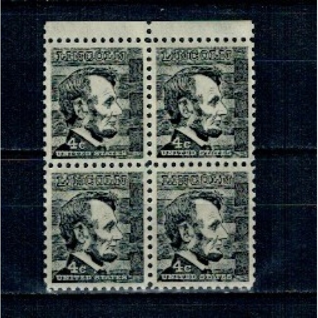 SUA 1965 - Uzual 4c Abraham Lincoln, personalități, bloc de 4 neuzat
