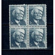 SUA 1966 - Frank Lloyd, personalități, bloc de 4 neuzat