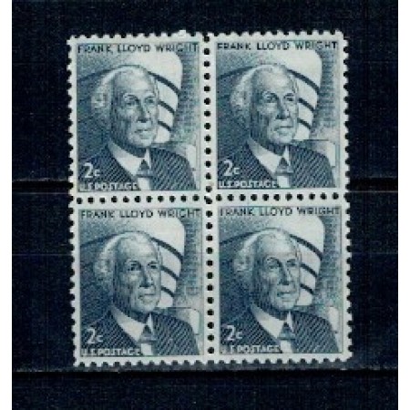 SUA 1966 - Frank Lloyd, personalități, bloc de 4 neuzat