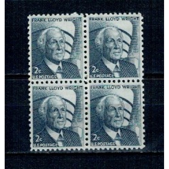 SUA 1966 - Frank Lloyd, personalități, bloc de 4 neuzat