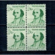 SUA 1967 - Uzual 1 1/4c A. Gallatin, personalități, bloc de 4 neuzat