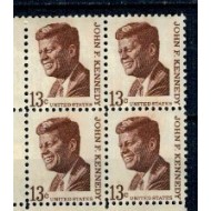 SUA 1967 - Uzual 13c J.F. Kennedy, bloc de 4 neuzat