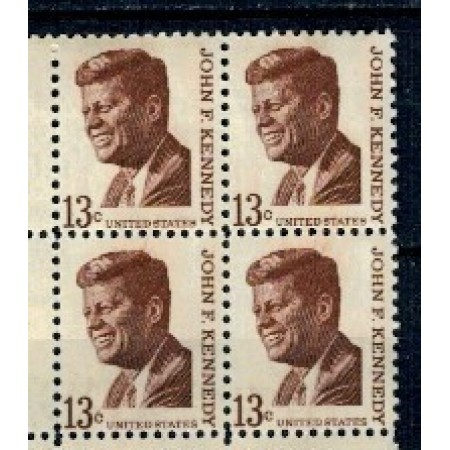 SUA 1967 - Uzual 13c J.F. Kennedy, bloc de 4 neuzat