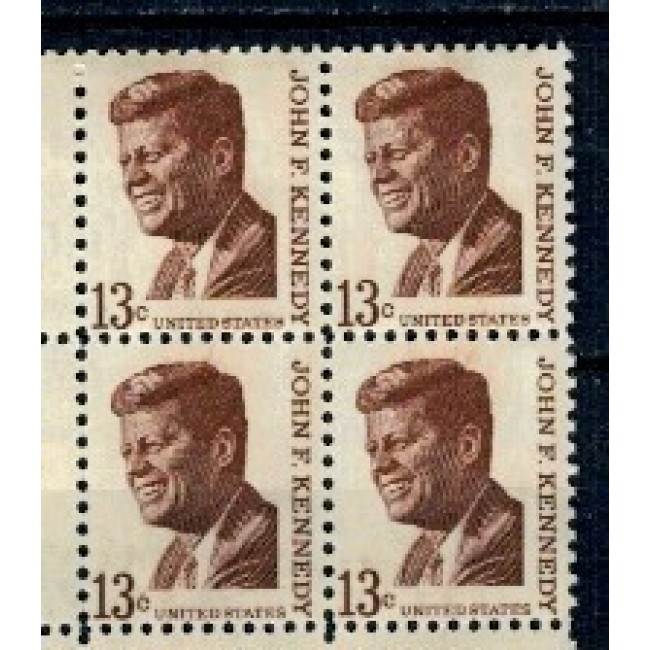 SUA 1967 - Uzual 13c J.F. Kennedy, bloc de 4 neuzat