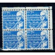 SUA 1972 - Uzual 7c Benjamin Franklin, bloc de 4 neuzat